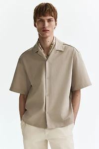 Chemise texturée décontractée à col cubain