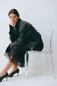 MAMA Jupe en satin avec dentelle