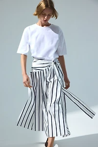 Tie-Detail Poplin Skirt