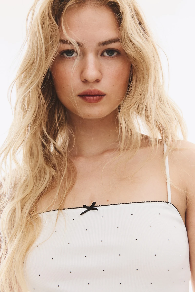 Pyjama côtelé à bord picots