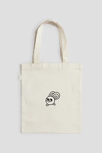 Print-Motif Cotton Tote Bag