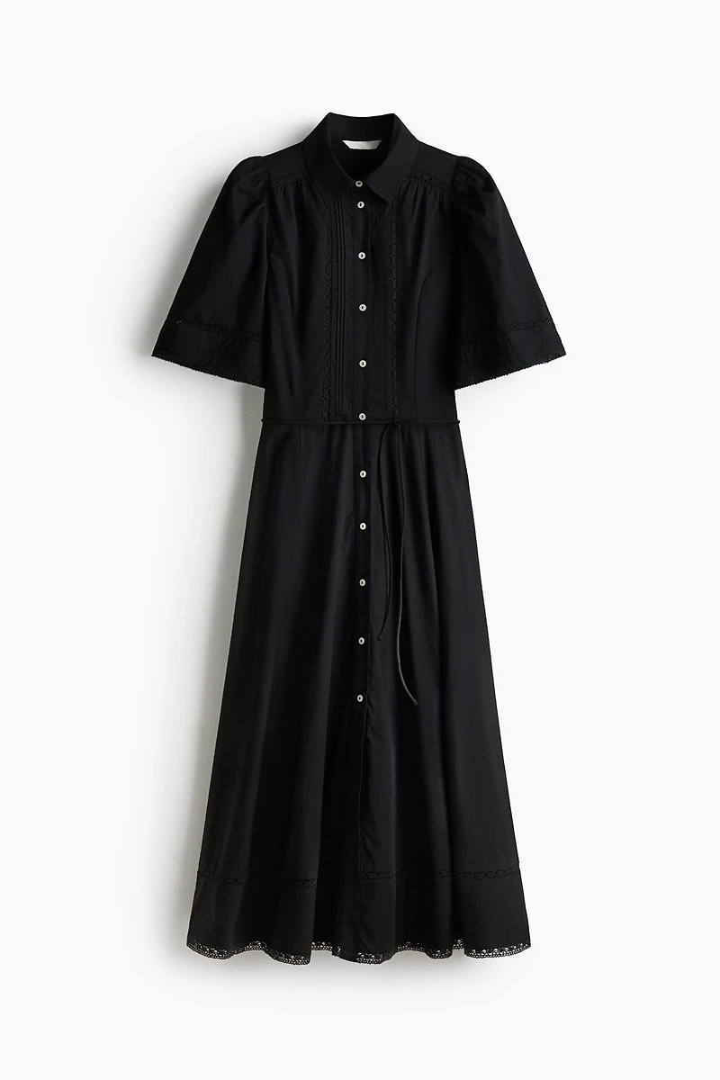 Cotton Shirt Dress with Pintucks