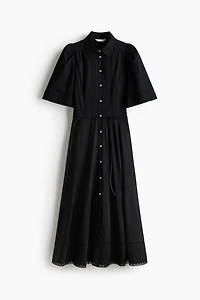Cotton Shirt Dress with Pintucks