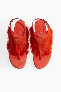 Fringe-Trimmed Sandals