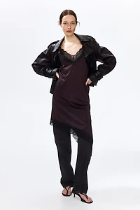 Lace-Trimmed Slip Dress