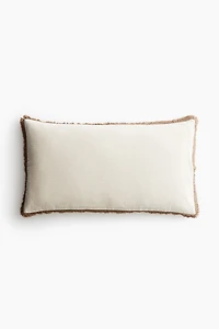 Slub-Weave Cushion Cover with Fringe