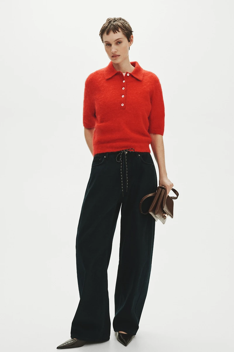 Mohair-Blend Polo Shirt