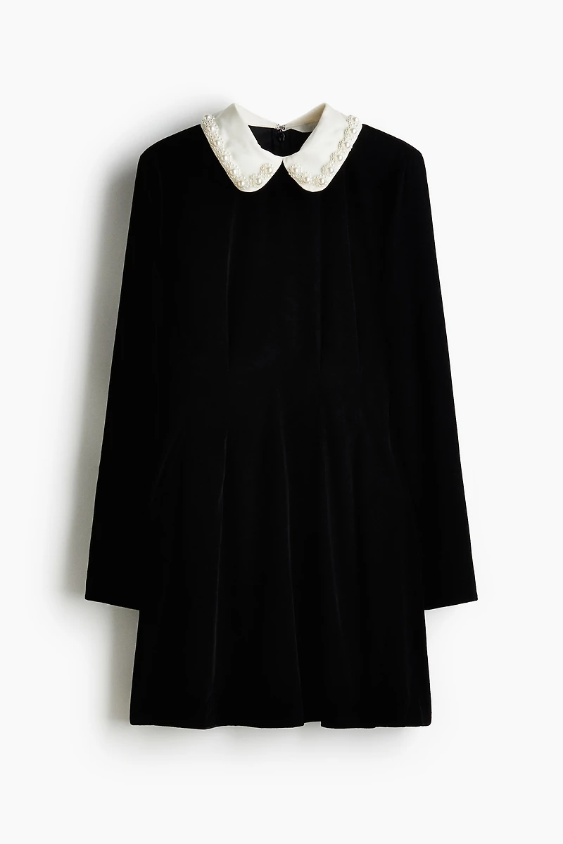Velvet Dress with Collar