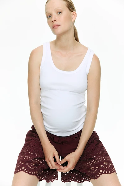 MAMA Shorts with Eyelet Embroidery