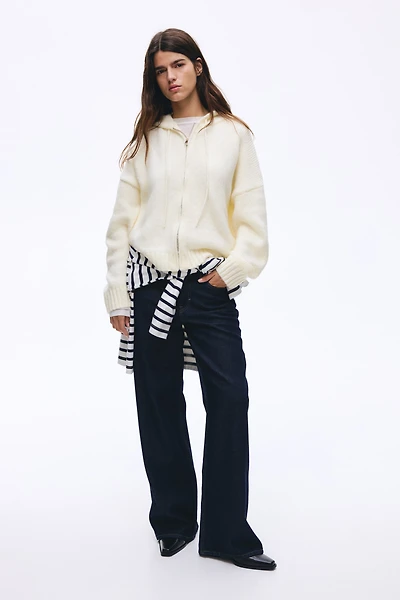 Veste à capuche en tricot fermeture éclair