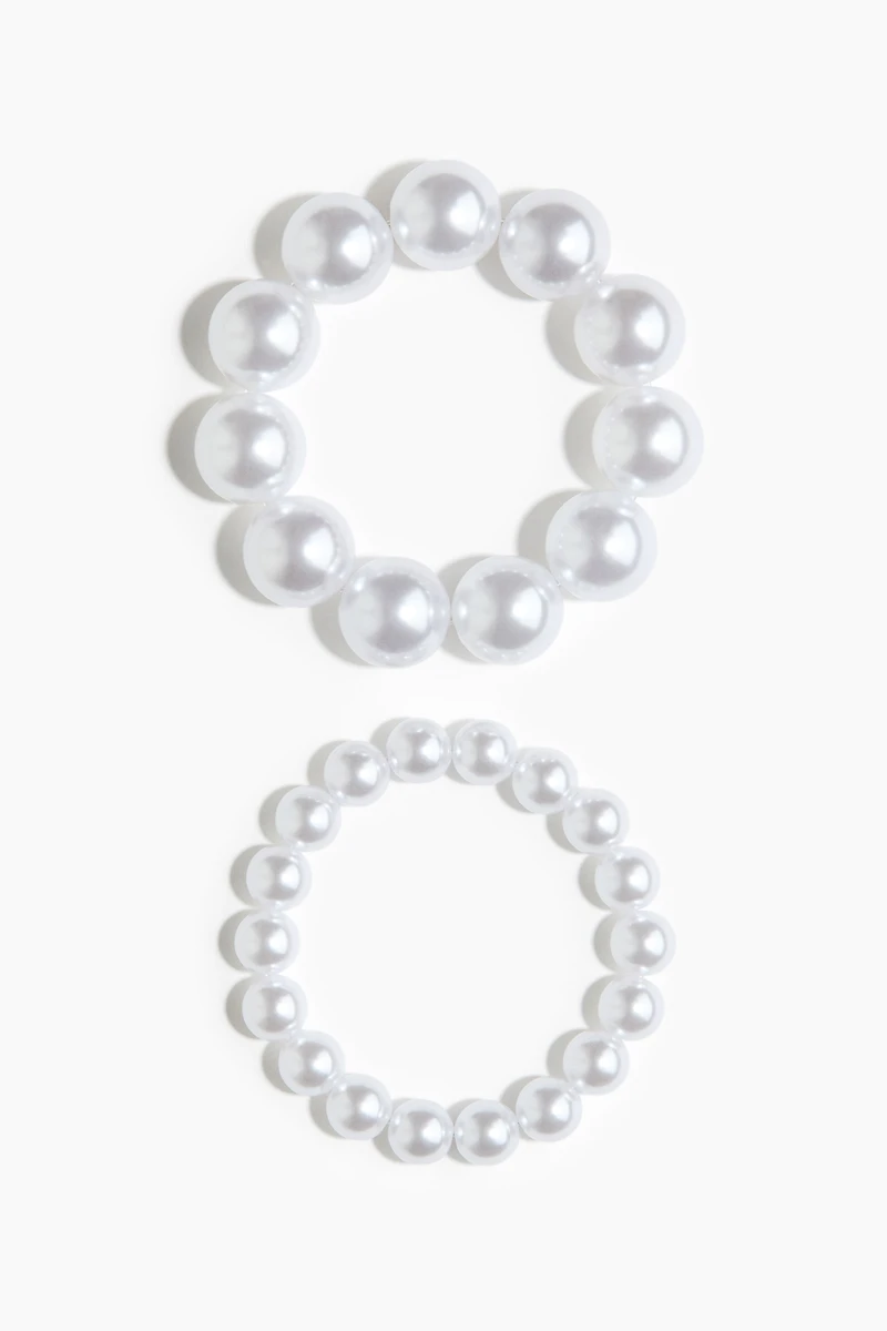 Lot de 2 bracelets avec perles fantaisie