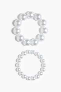 Lot de 2 bracelets avec perles fantaisie