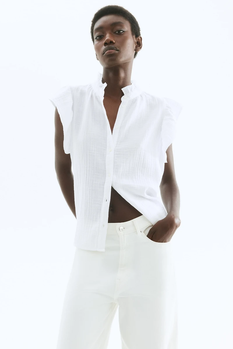 Flutter-Sleeved Muslin Blouse