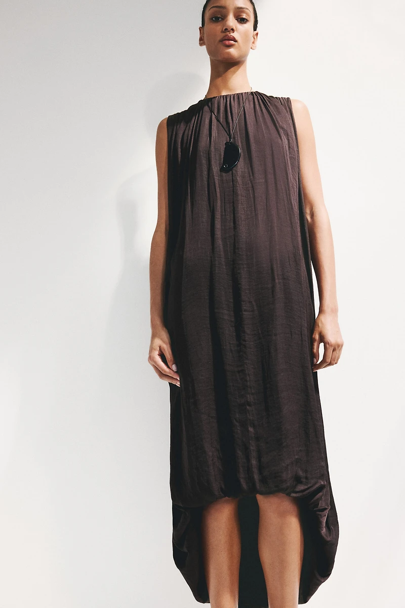 Draped Bubble-Hem Dress