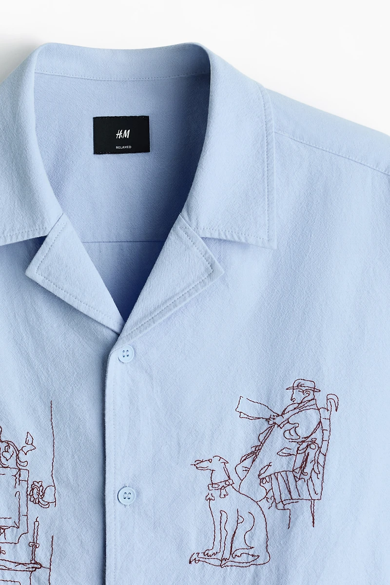 Chemise décontractée en coton, à col cubain