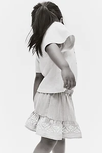 Embroidered-Detail Denim Skirt