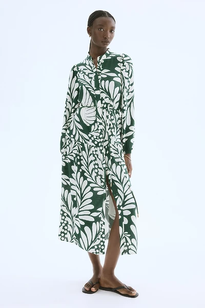 Long Puff-Sleeved Dress