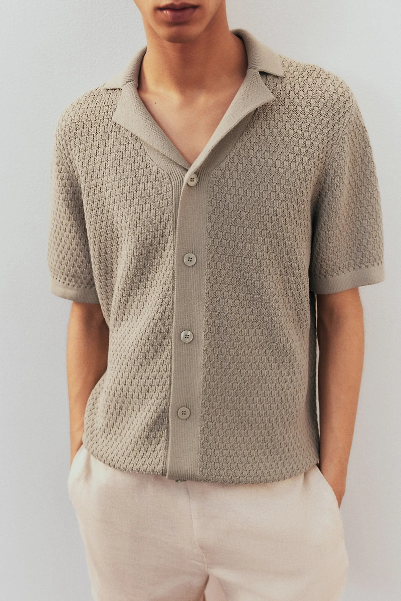 Regular-Fit Textured-Knit Resort Shirt