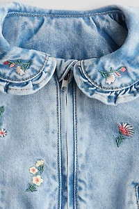 Embroidered-Detail Denim Jacket