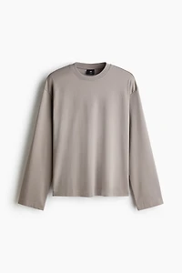 Relaxed-Fit Long-Sleeved Interlock Cotton T-Shirt