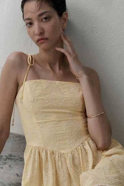 Embroidered Dress with Flared Skirt
