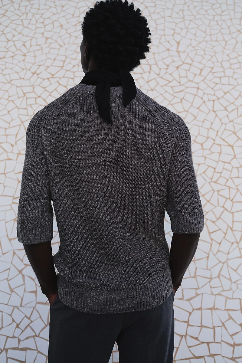 Regular-Fit Short-Sleeved Sweater