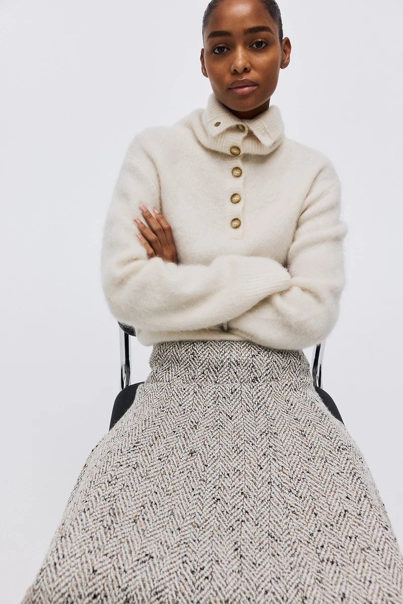 Herringbone-Weave Skirt