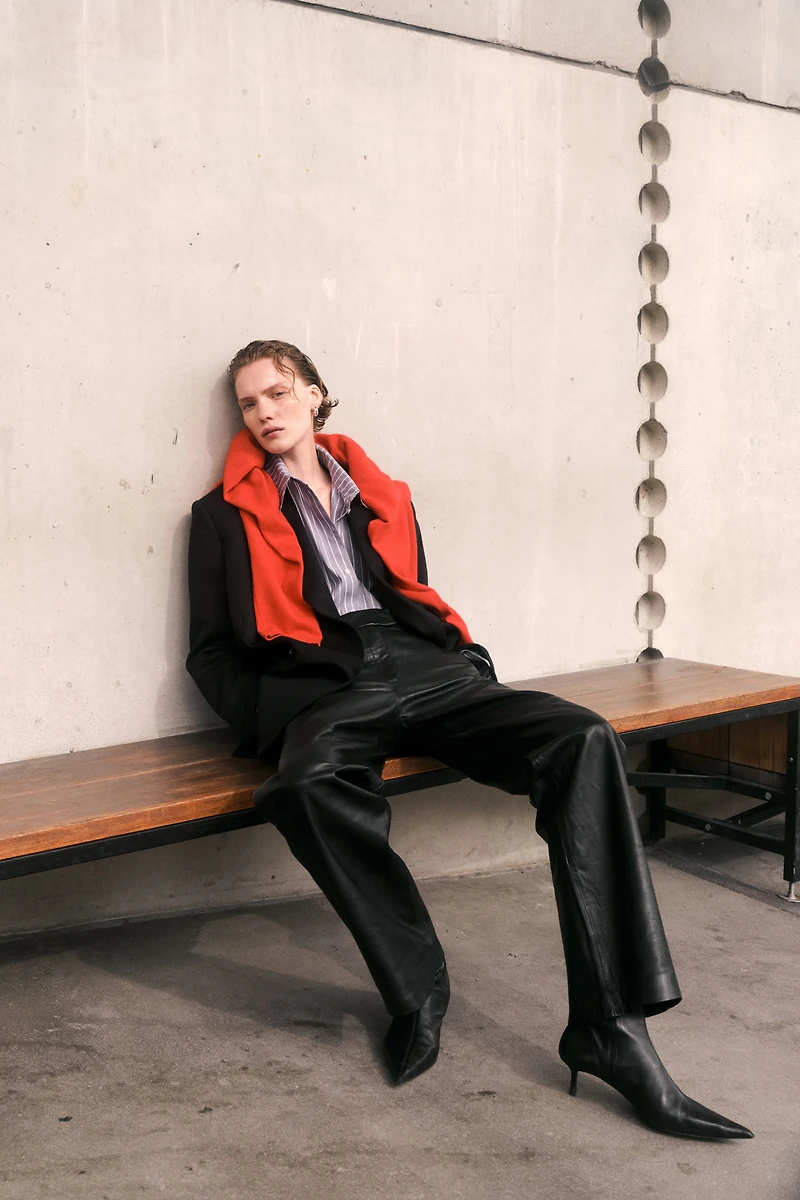 Straight-Leg Leather Pants