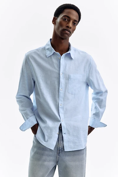 Regular-Fit Linen-Blend Shirt