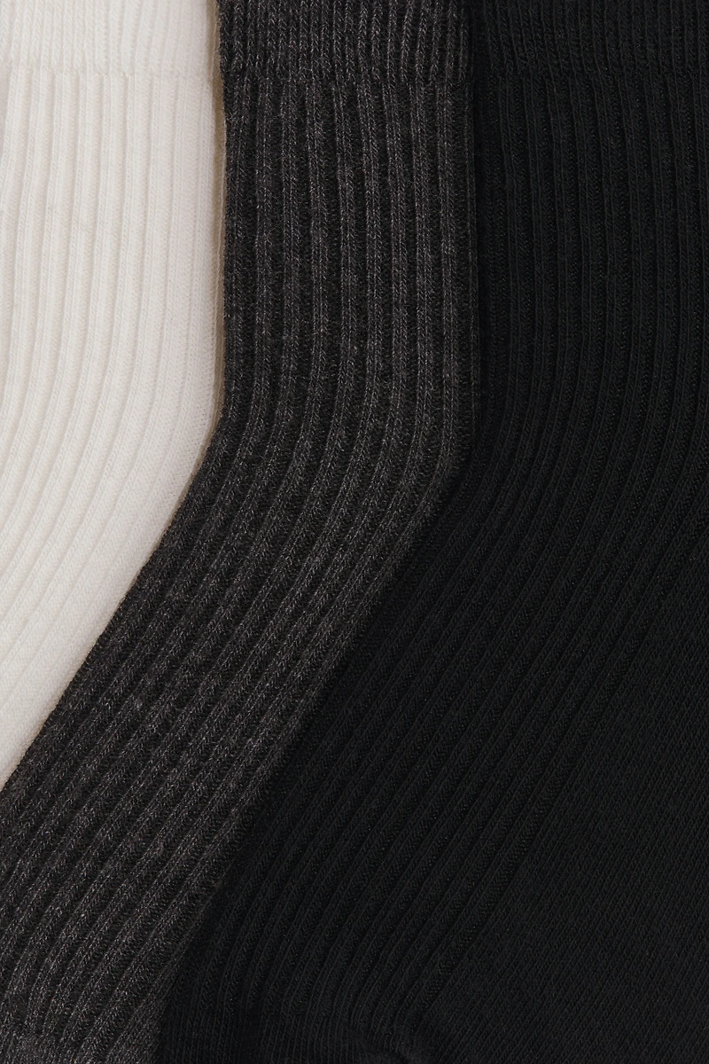 3-Pack Rib-Knit Ankle Socks