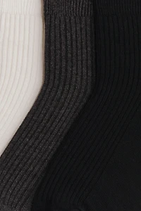 3-Pack Rib-Knit Ankle Socks