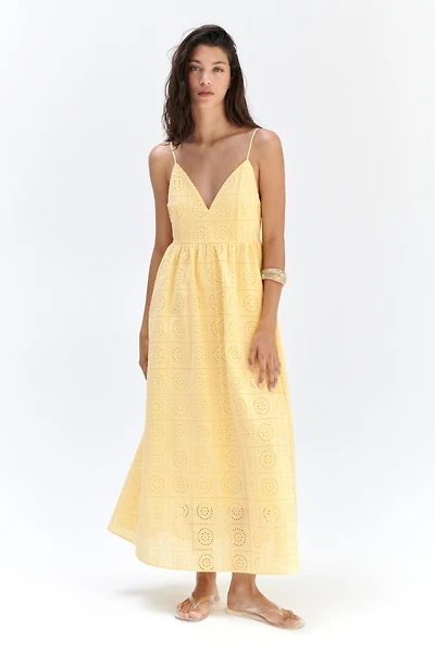 Robe en broderie anglaise avec bretelles à nouer