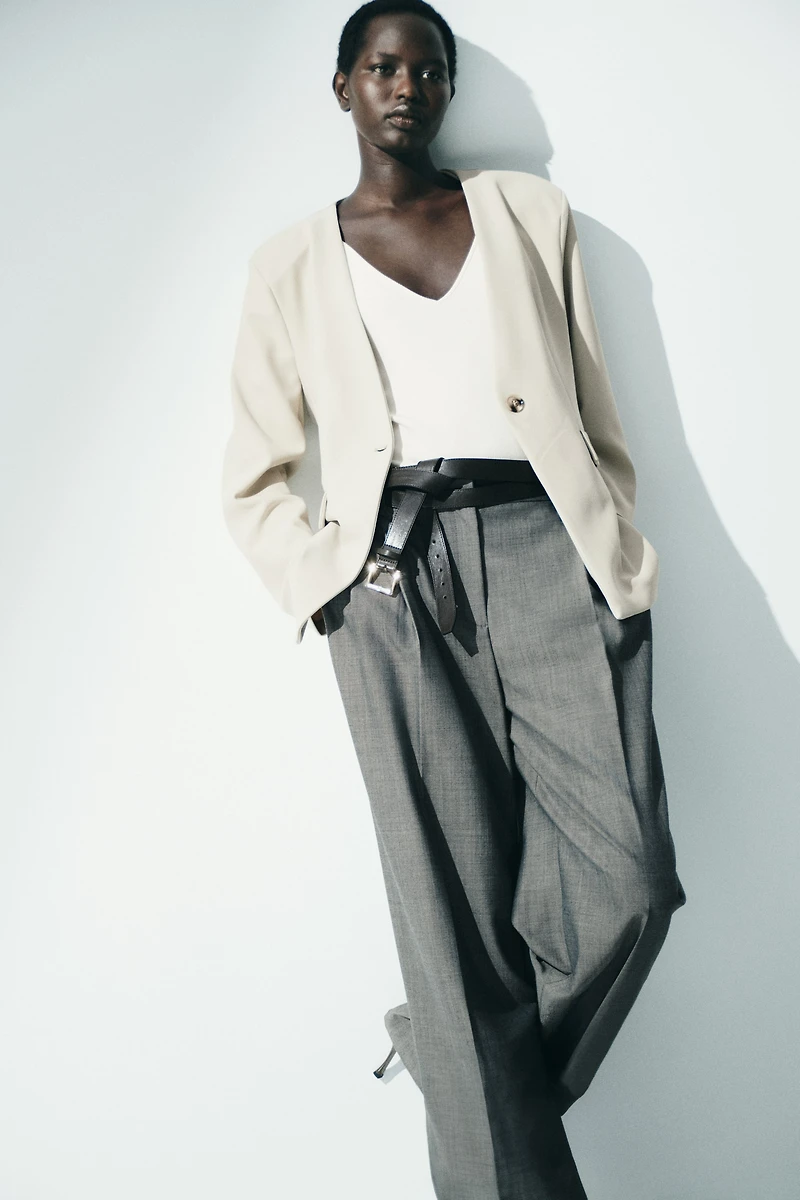 Blazer sans col en jersey