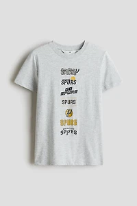 Print-motif cotton T-shirt