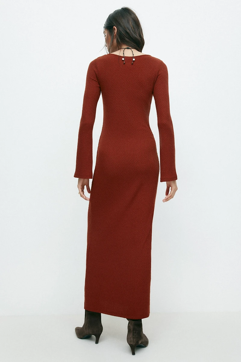 Robe maxi en tricot texturé