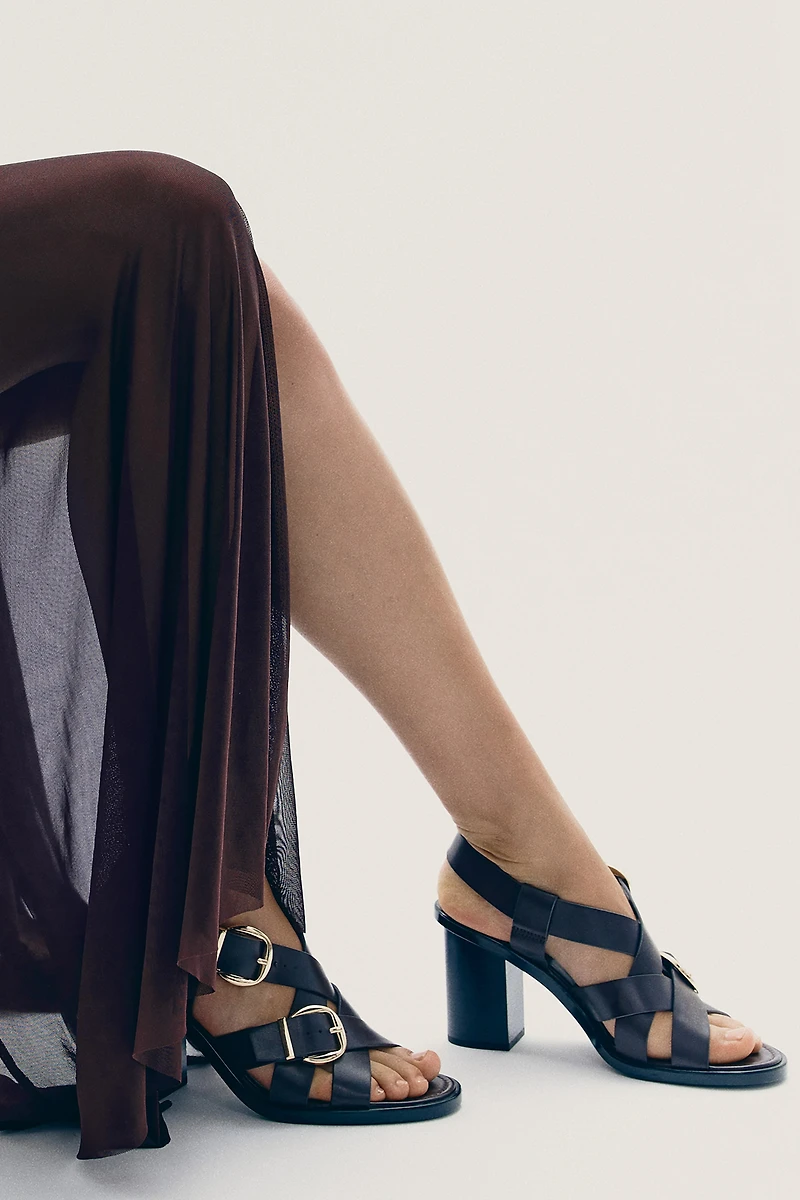 Buckle-Detail Heeled Sandals