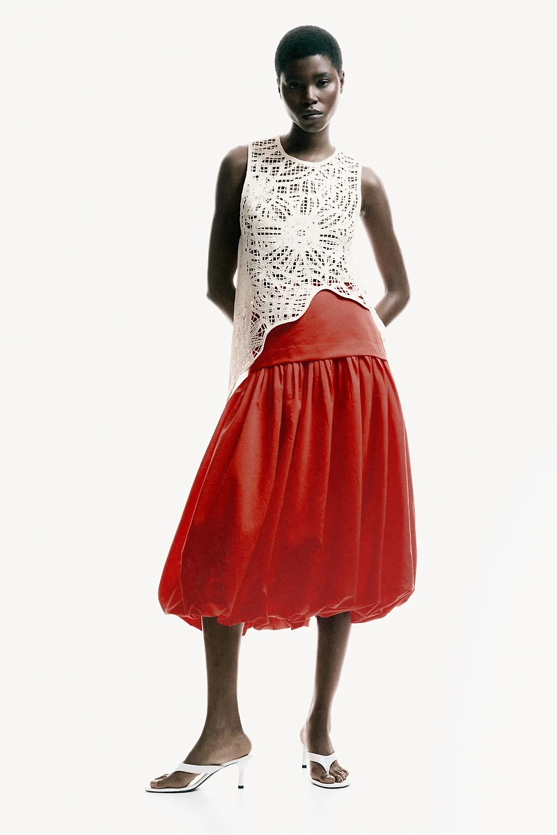 Asymmetric Crochet-Look Top