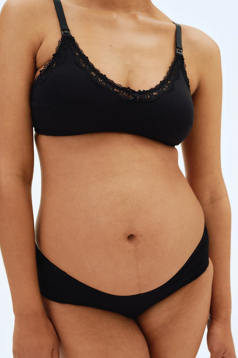 MAMA 3-Pack Lace-Trimmed Cotton Hipster Briefs