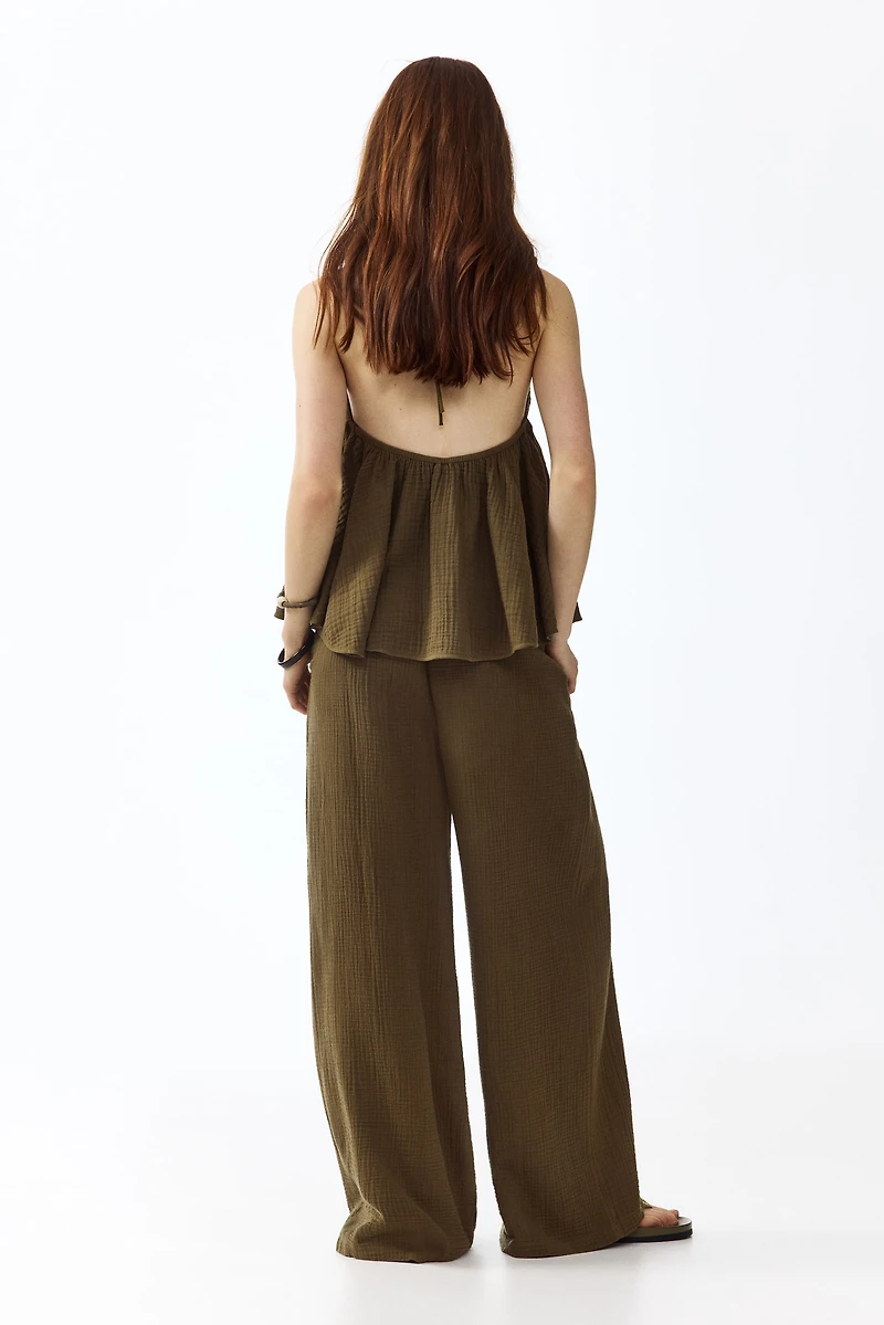 Straight-Leg Muslin Pants