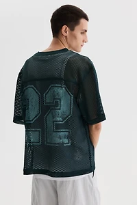 Oversized Printed Mesh T-Shirt