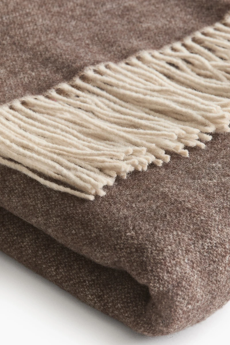 Wool-Blend Throw with Fringe