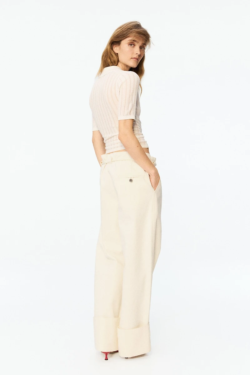 Rope-Belt Paper-Bag Pants