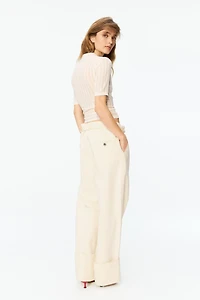 Rope-Belt Paper-Bag Pants