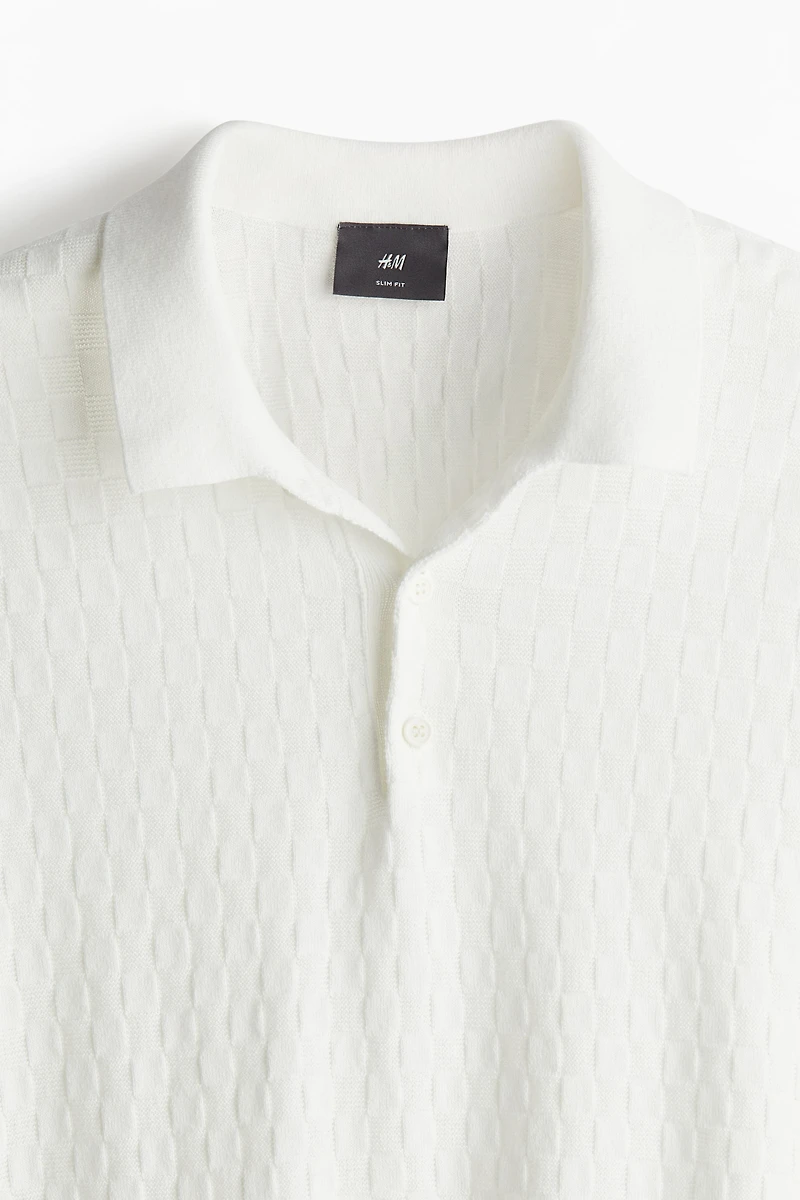 Slim Fit Textured-knit Polo Shirt