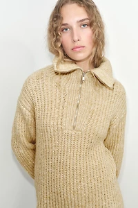 1/4-Zip Rib-Knit Dress