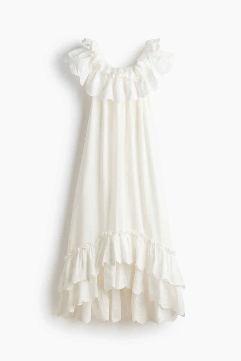 Ruffle-Trimmed Off-the-Shoulder Dress