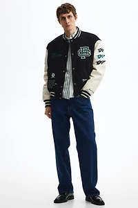 Motif-Detail Baseball Jacket