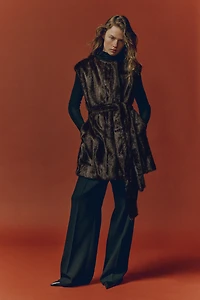 Veste sans manches avec ceinture à nouer