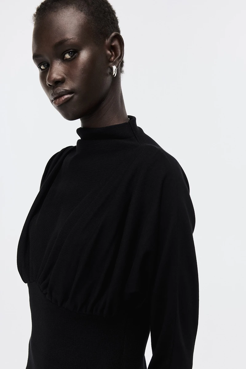 Gathered Mock Turtleneck Dress