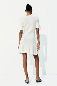 Rib-knit Button-front Dress